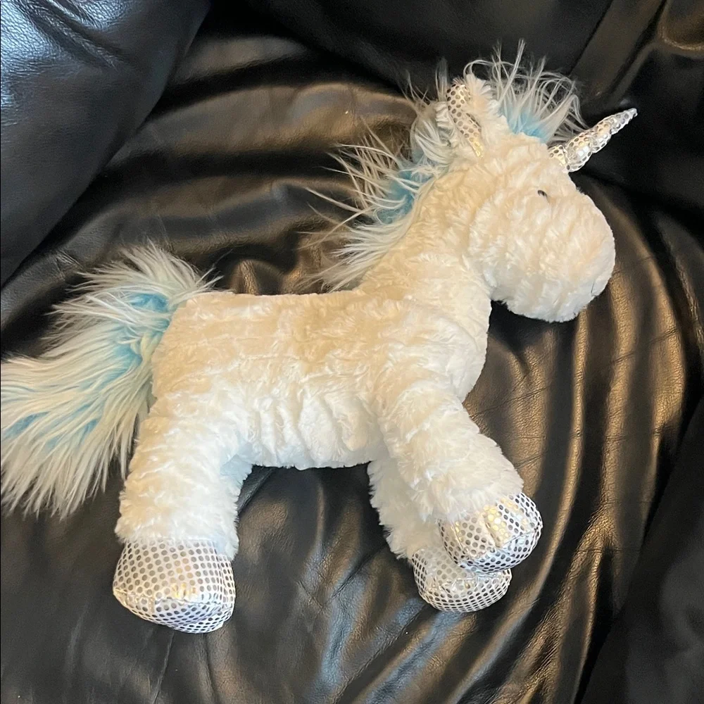 White and Blue Plush Unicorn Toy